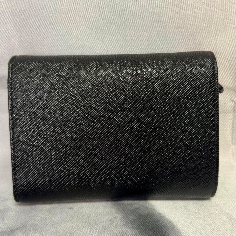 Prada Black Saffiano Leather Card Wallet with Gold Logo - Picture 2 of 3
